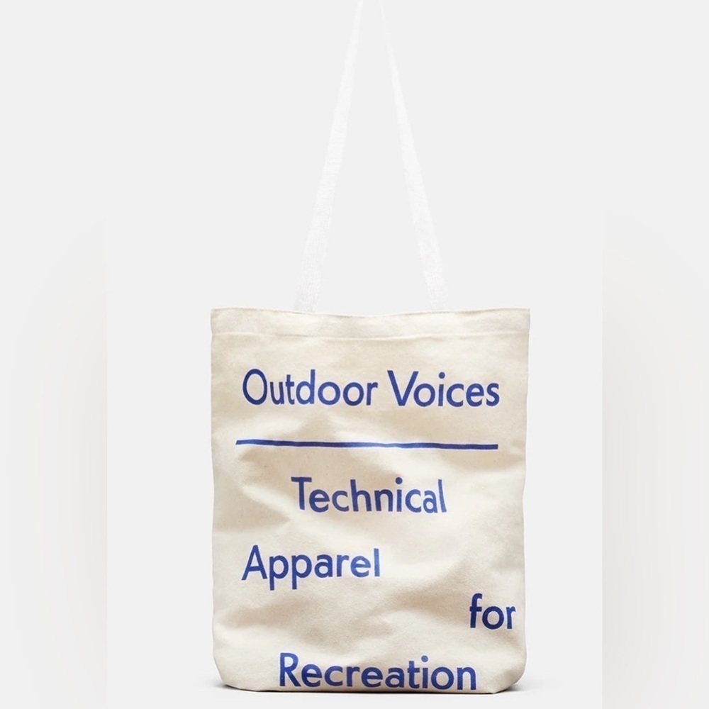 Outdoor Voices tote bags. Two tote bags